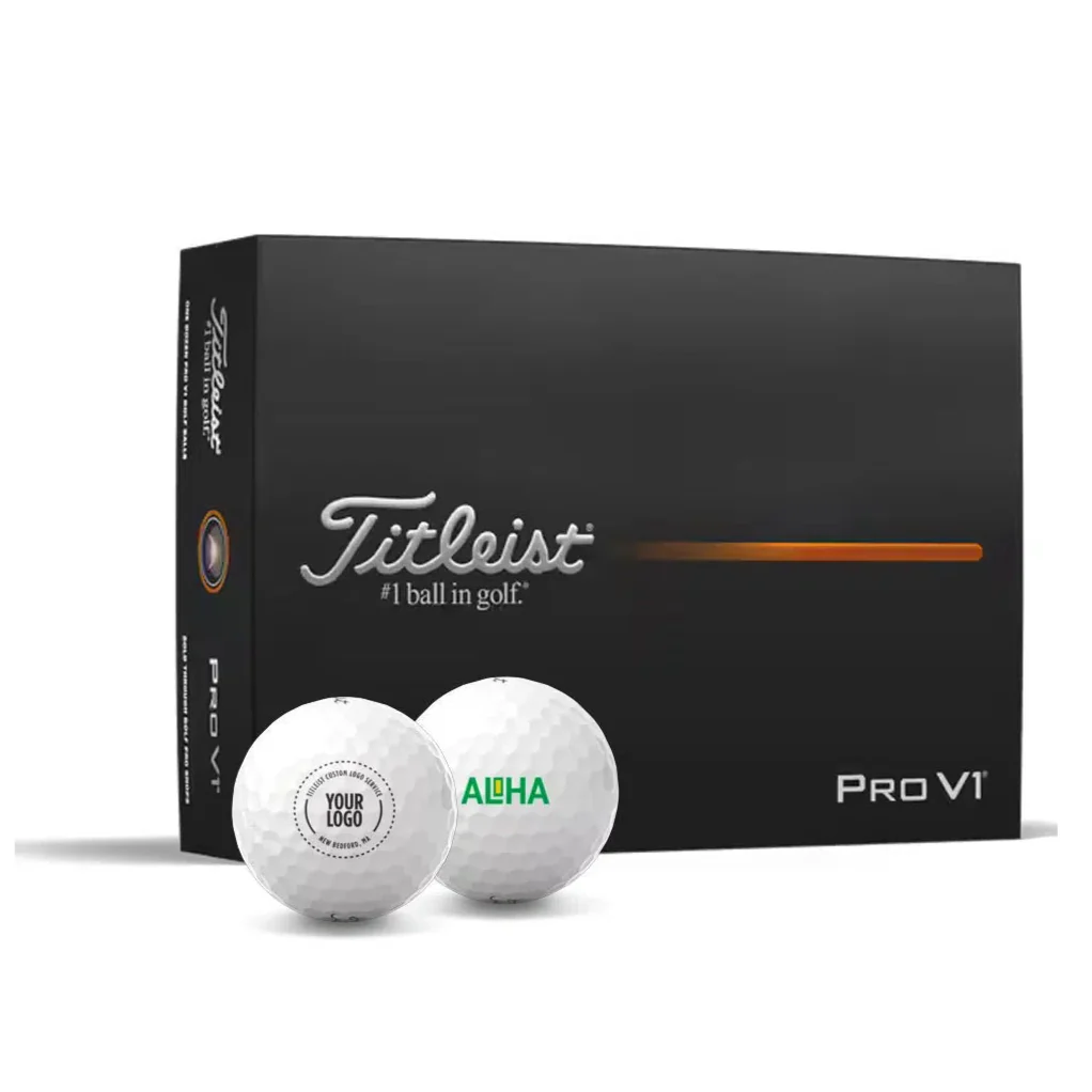 Personalised Titleist Pro V1 golf ball printed with a full-colour logo